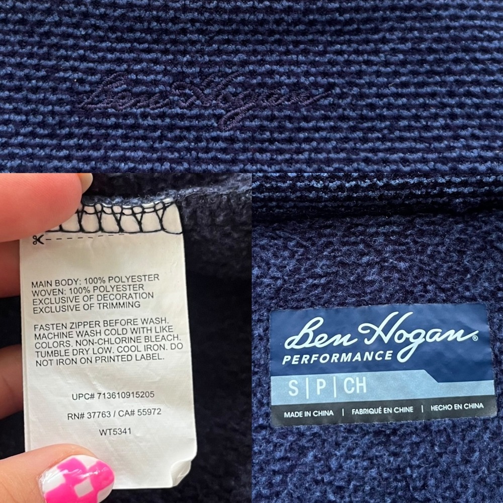 Ben Hogan Performance Men's S Navy Heather Blue Dura Fleece Full Zip Golf Jacket - Picture 4 of 16